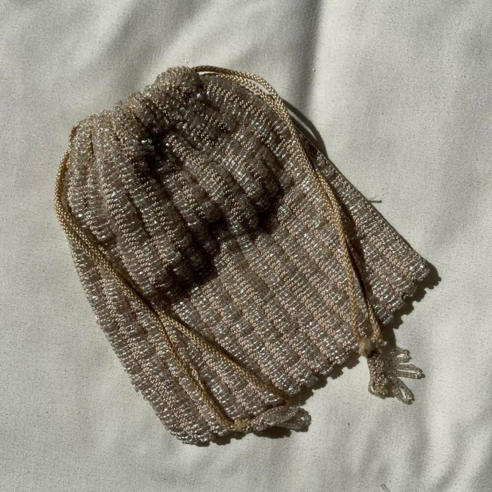 cream vintage beaded purse - Picture 2 of 4